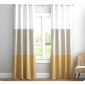 2 Pottery Barn Color Block Blackout Drapes 50x84